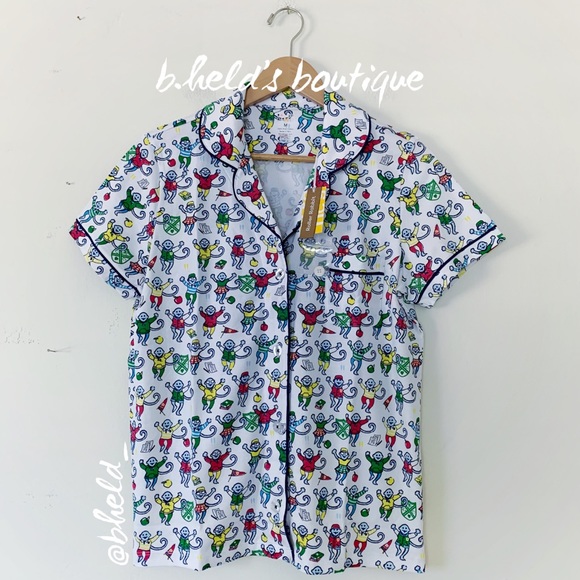 Roller Rabbit Back To School Monkey Polo Pajamas in Multi Medium (M) New NWT - Picture 3 of 17